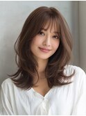 アプリコットオレンジハイライトカラーサーフカール夏くびれヘア
