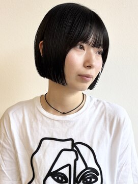 モリオフロムロンドン 松戸店(Morio from London) 【モリオ松戸　石山】黒髪コンパクトボブミニボブ前髪あり耳掛け