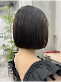 【hollo渋谷】切りっぱなしボブ/アッシュブラウン/縮毛矯正/艶髪