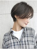 ピンクベージュ/アンブレラカラー/クールショート/前髪/稲毛海岸