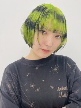 クク(QUQU) 黒デザイン　ネオングリーン　ライムカラー　デザインカラー