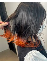 ジエクトカナウ 大阪梅田店(The Ect canow) こなれミディ／裾カラー／前髪／デザインカラー／オレンジ