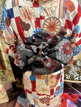 ヘアセットアップス(UP's) 柄で見えにくいけどメチャクチャ可愛い『浴衣帯アレンジ♪お花』