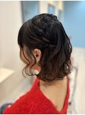 ボブスタイルのハーフツイン