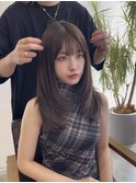 レイヤーロング/韓国レイヤー ショコラブラウンオリーブベージュ