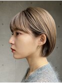 ショート　ショートボブ　ハンサムショート　前髪　暗めカラー