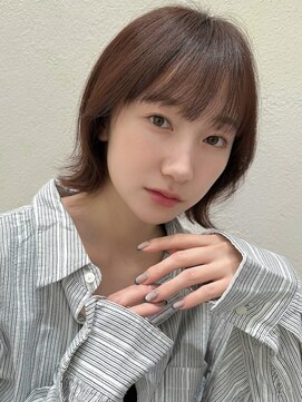 ステアケース 武蔵小杉店(stair:case) 外ハネボブ大人ガーリー切りっぱなしボブオリーブグレージュ