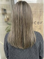 ニコリヘアワークス(nicori hair works)&nbsp;セミロング×ハイライト×グレージュ1