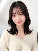 韓国2wayバング透明感ラベンダーアッシュセミロング秋カラー