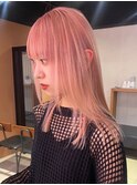 2449ダスティーピンクバイカラー逆グラデーション艶感ロング