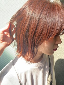 ナインセンス 下北沢(9_________nine sense) おしゃれオレンジカラー・韓国風長め前髪 【下北沢】