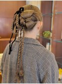 お呼ばれヘアアレンジ ＊ カチモリリボン × ループヘア