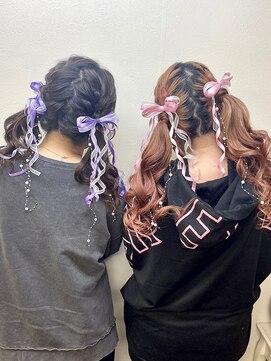 アップスニニー(up's niny) ☆人気スタイル!『編み込み入りツインテールリボン♪』
