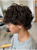 波巻きパーマメンズマッシュウルフツイストスパイラルパーマ