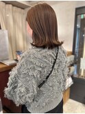 ブリーチなし ダブルカラー 外ハネ ミルクティーベージュ