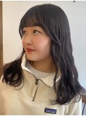 暗髪カラー透明感カラー ラベンダーグレージュ 顔まわりカット　