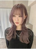 姫カットレイヤー/ラベンダーミルクティー/クラゲヘアー