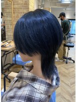 アクロスヘアーデザイン 武蔵小杉店(across hair design)&nbsp;ハイレイヤーウルフ  ダブルカラーブルー