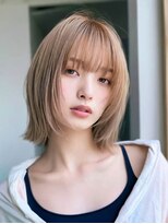 ロッソ 大橋店(Rosso)&nbsp;ベージュのさらり切りっぱなしボブ【大橋】