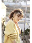 黒髪ベースのハイライトウルフヘアにショートパーマ20代30代40代