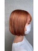 鮭フレークカラー　サーモンピンク　夏カラー　ボブ　sowta