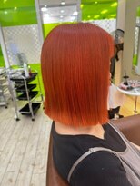 ヘアーデザイン ラクーナ(hair design La cuna) ハイトーンオレンジ/ダブルカラー/ブリーチ/切りっぱなしボブ/秋