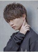 小久保styleフェザーパーマグレーブルーカラー刈り上げショート