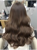 ブリーチなし アッシュベージュ 韓国巻き ツヤカラー