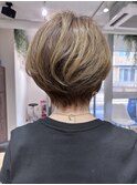 夏くびれヘアアプリコットオレンジハイライトカラー