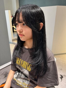 アム(amu) ザクザクレイヤー/ブルーブラック/ロングレイヤー/顔まわり