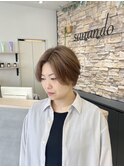 ショートボブ×ミルクティーベージュ