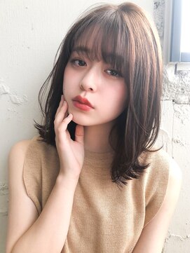 キリ 表参道(kyli) 小顔外ハネ毛先パーマデザインカラーローライト厚めバング桐山