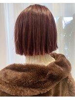 ロンドプランタン 恵比寿(Lond Printemps)&nbsp;切りっぱなしボブ　ワインレッドカラー