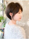 小顔/長めショートボブ/30代40代50代/ラベンダーアッシュ