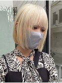 ショートボブダブルカラーハイトーンボブミルクティーベージュ