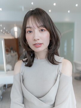 ケアリー 流山おおたかの森(Carelly) 大人かわいい前髪セシルカットココアブラウンフリンジウェーブ