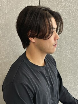 ニアウ 太田店(Niau) メンズミディアムセンターパートニュアンスパーマ群馬太田眉毛
