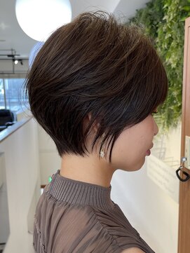 ◎前下がりショートボブハンサムショートカットカラーパーマケア