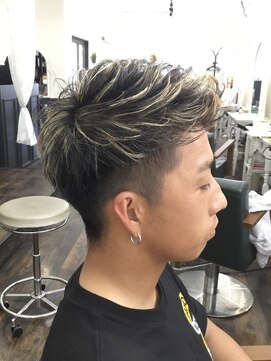 アークス(Ark'ss) メンズ ショート フェード ハイライト ツーブロック