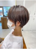 マロンベージュ Aラインボブドレスヘアかきあげロング