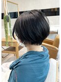 シンプルショートボブ/大人女子黒髪ショート/ツヤ髪艶髪