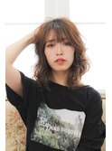 くびれヘア韓国風巻きアプリコットオレンジ夏ハイライトカラー