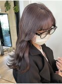 x透明感カラー/イメチェン/ホワイトブロンド/外ハネボブ/美髪