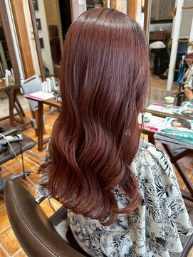 ルチア ヘア フィル 天王寺店(Lucia hair fill) ピンクカラー/ウェーブ巻き/艶感