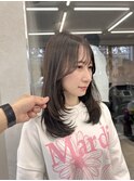 コココアベージュ/小顔/オリーブグレー／髪質改善/天神/黒髪
