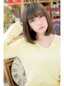 カバーヘア イヴ 戸頭店(COVER HAIR EVE) オリーブグレーシースルー前髪ミニマルボブh4戸頭20代30代40代