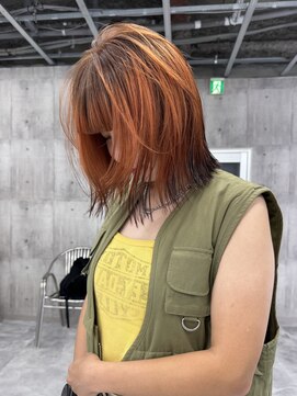 エヴァン(HEVIN) オレンジ×ブラウン/ルーツカラー×裾カラー