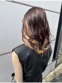インナーカラー　ホワイトベージュ/ロングボブ/ブランジュ