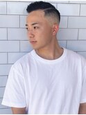 七三サイドグラデーション黒髪オールバックフェード刈り上げ