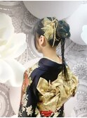 成人式 成人式当日仕度　ポニーテールアレンジ